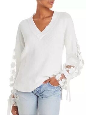 NWT: French Connection Caballo Floral Lace Sleeve Sweater